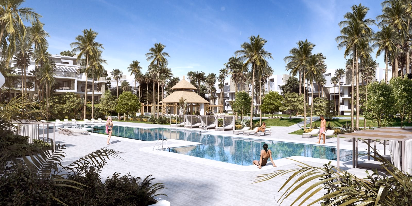 Flats in Complex with Large Garden Close to Beach in Estepona