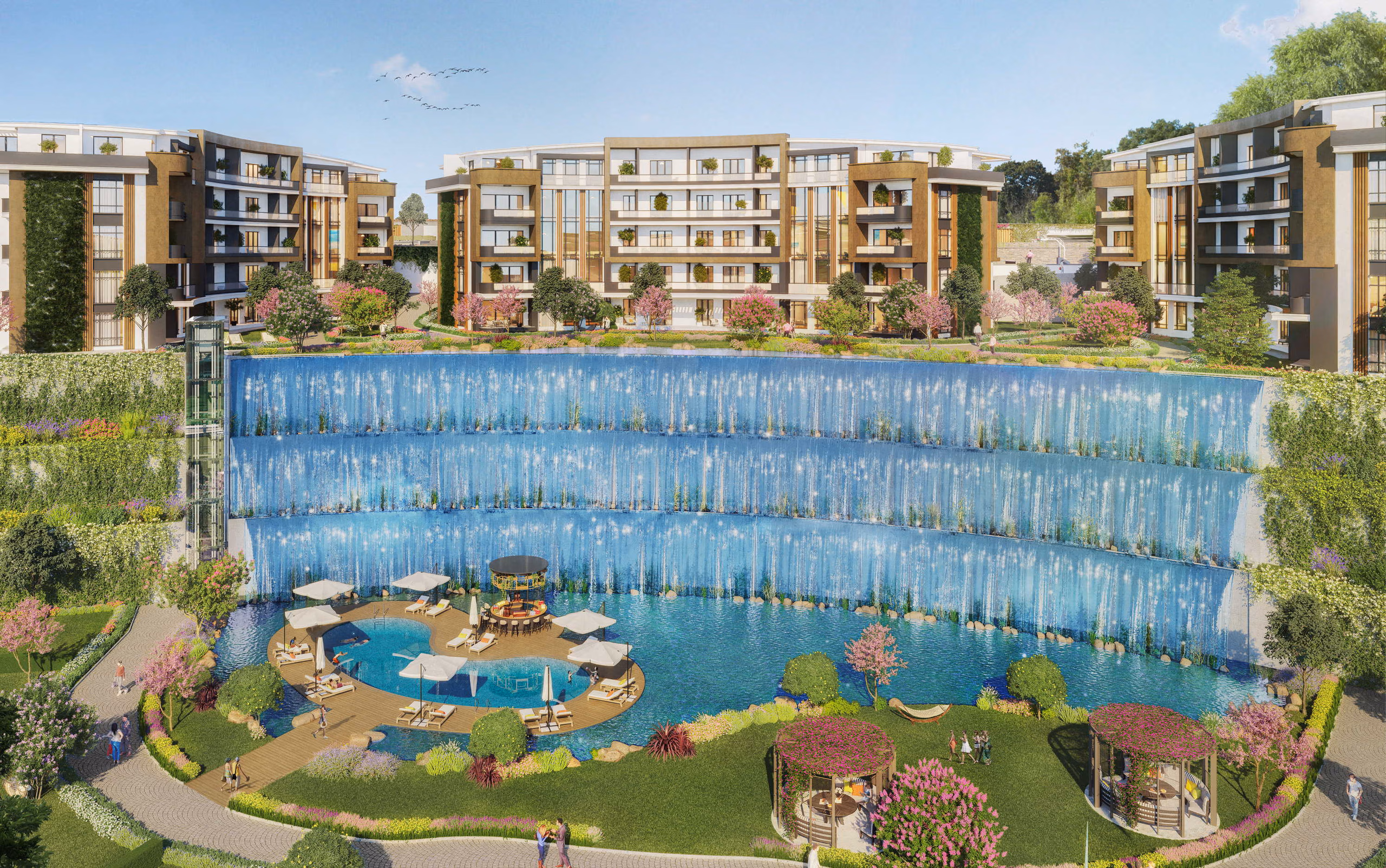 Modern Apartments in a complex with waterfalls in Izmit 3
